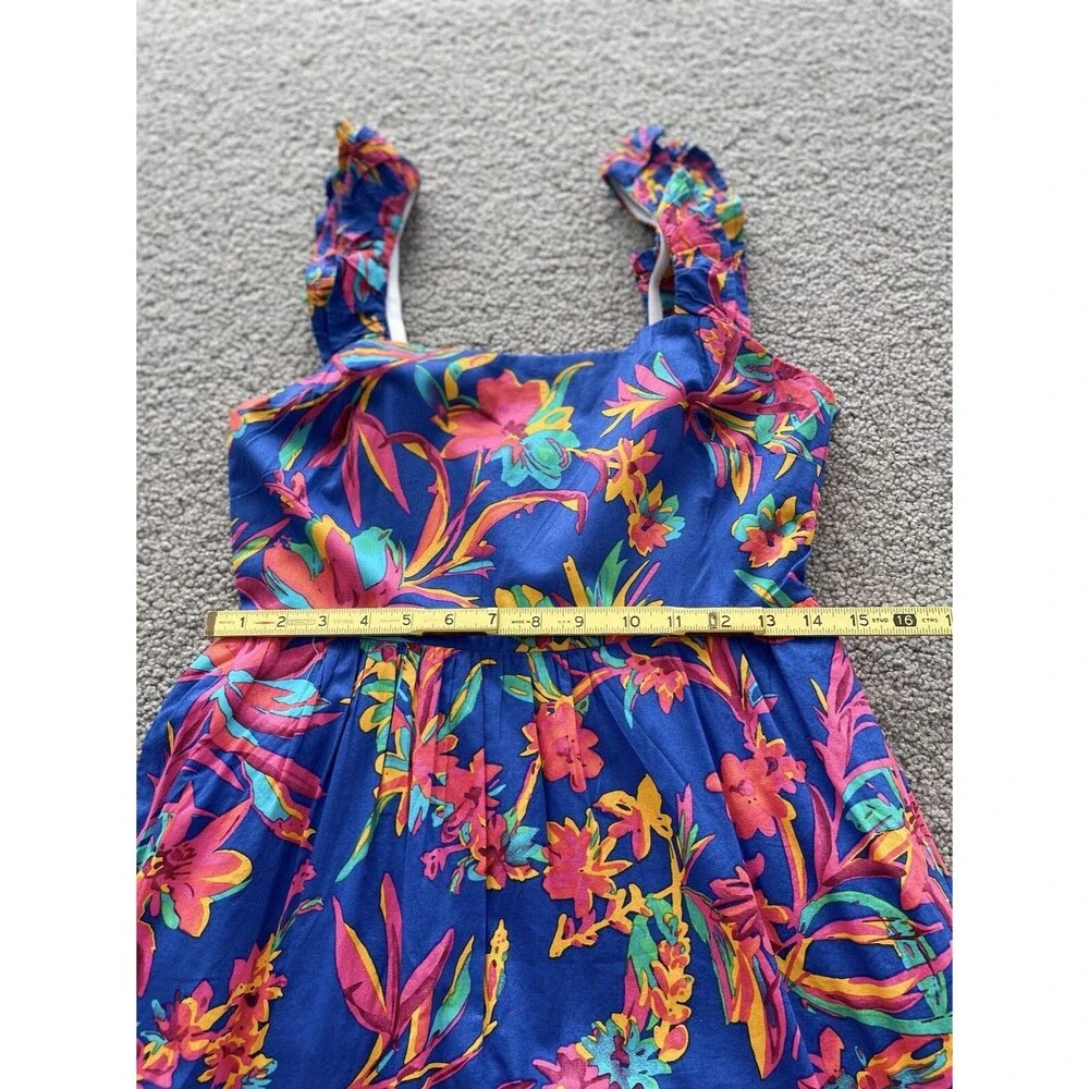 J Crew Women Midi Dress Blue Floral Cotton Preppy Boho Vacay Resort Size 4 NWT